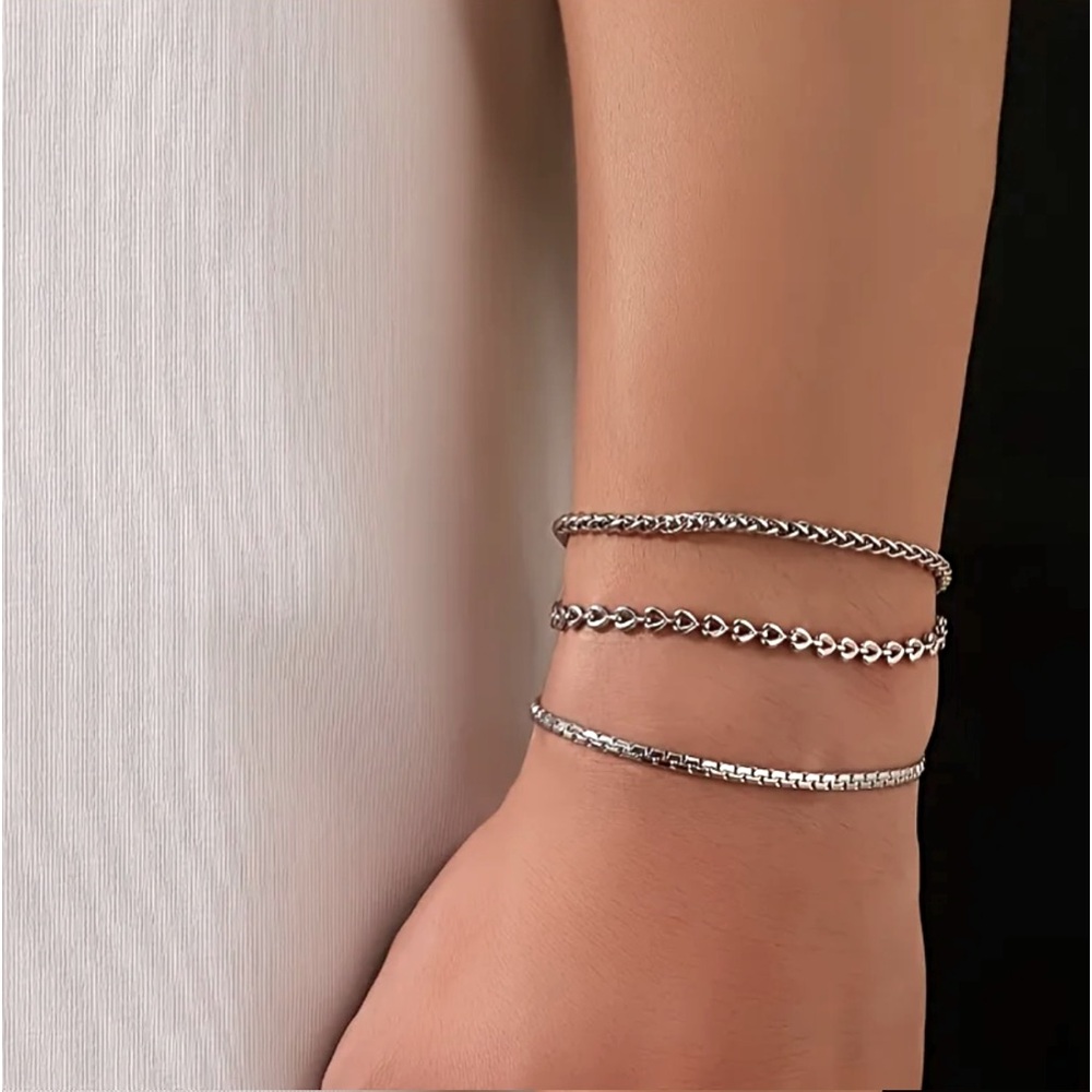 New 3 Piece Titanium Steel Bracelet Set